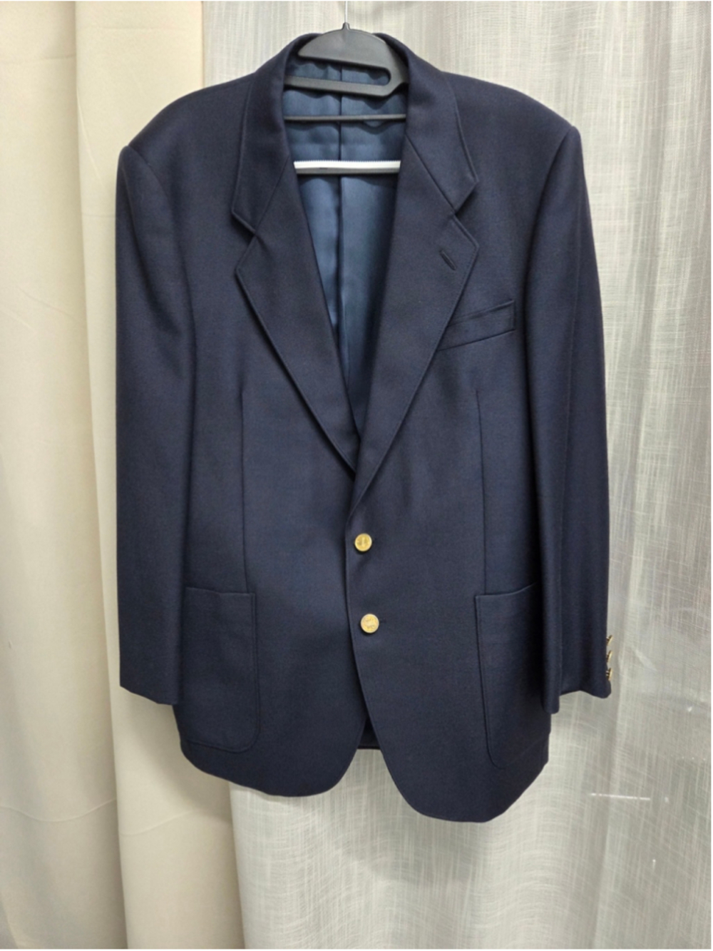 Jaeger Men's Navy Sport Coat Gold Buttons Wool Suit Blazer Size 52R